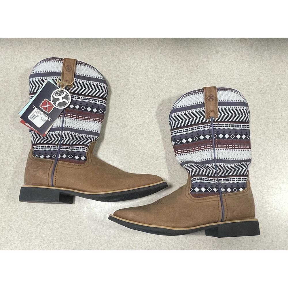 Twisted X Children's Size 4M Hooey Aztec Print /Brown Square Toe Boots -Western - Picture 6 of 16